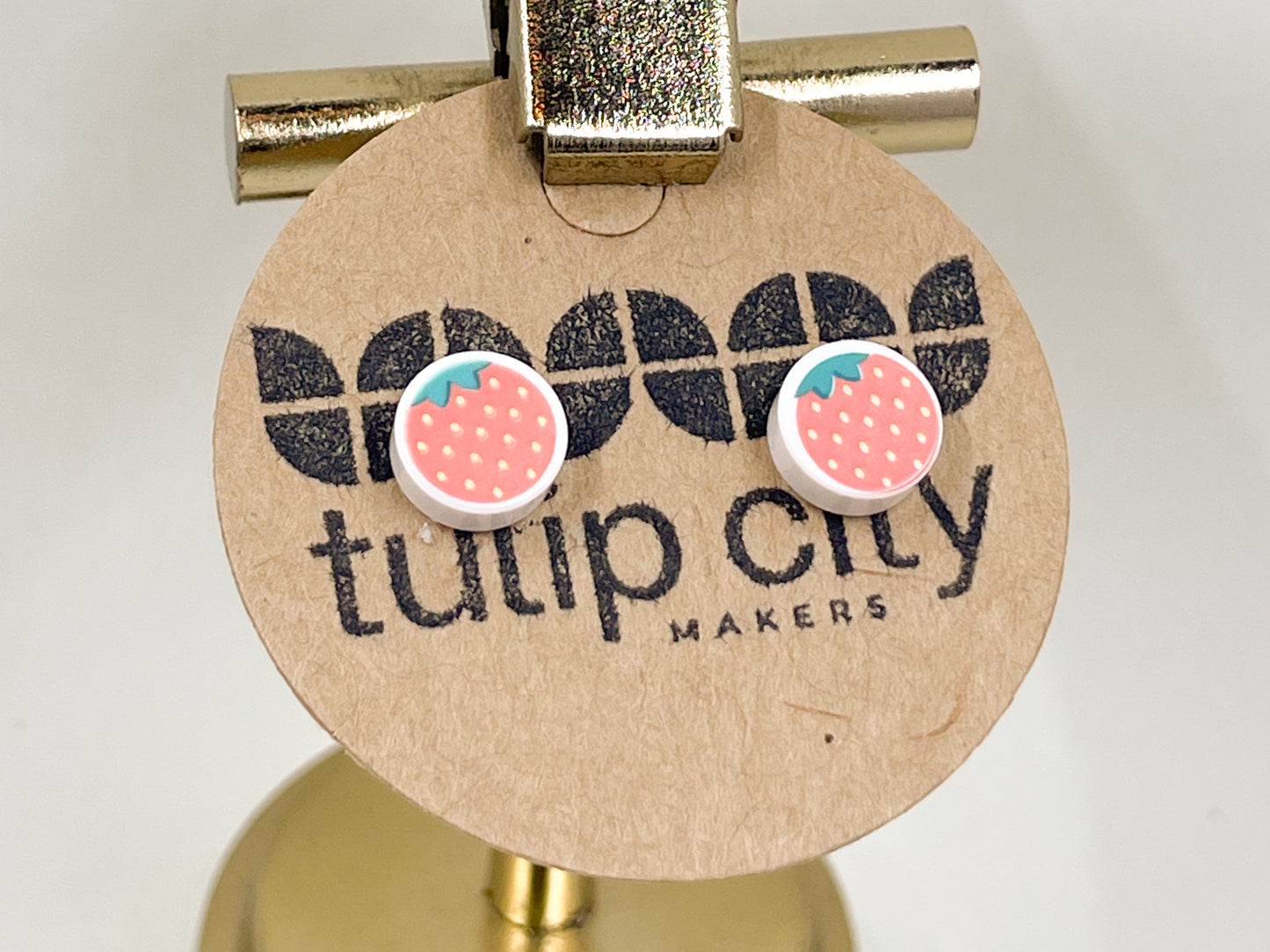 Studs - Strawberries on White